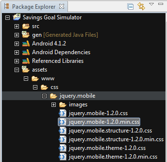 jQuery Mobile CSS Folder Setup